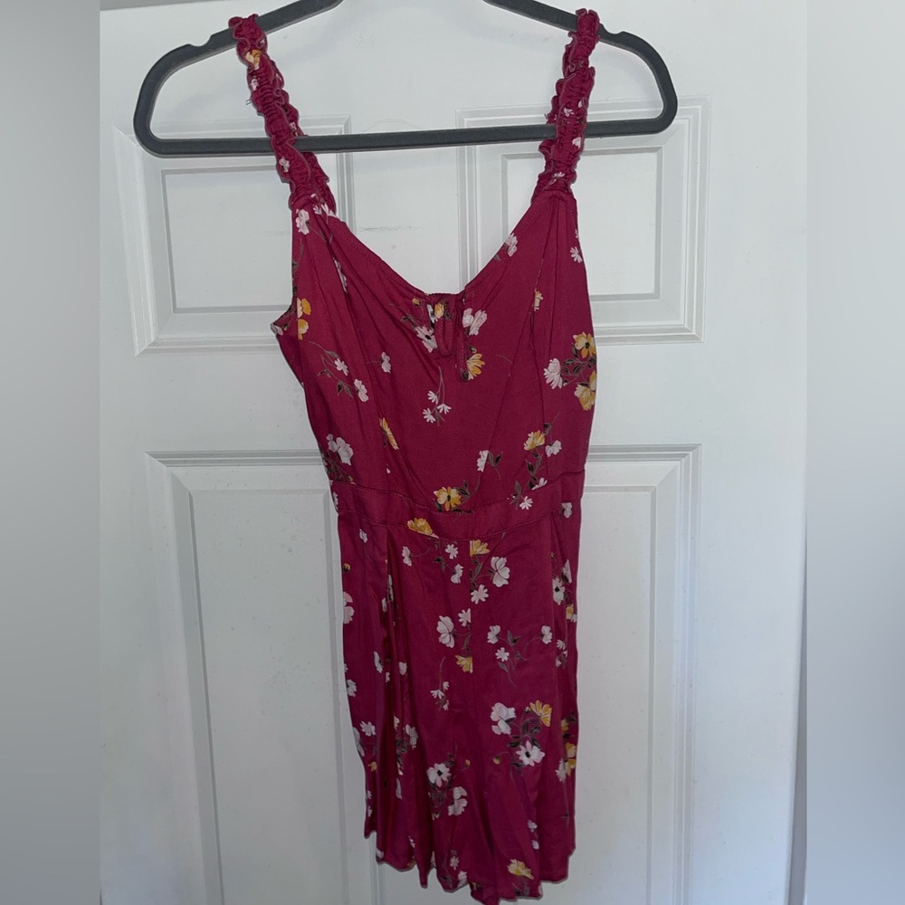Hollister red patterned romper